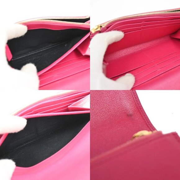 YVES SAINT LAURENT YSL Logo Belle De Jour Long Wallet Leather Pink GHW 66KB977 - Picture 10 of 14